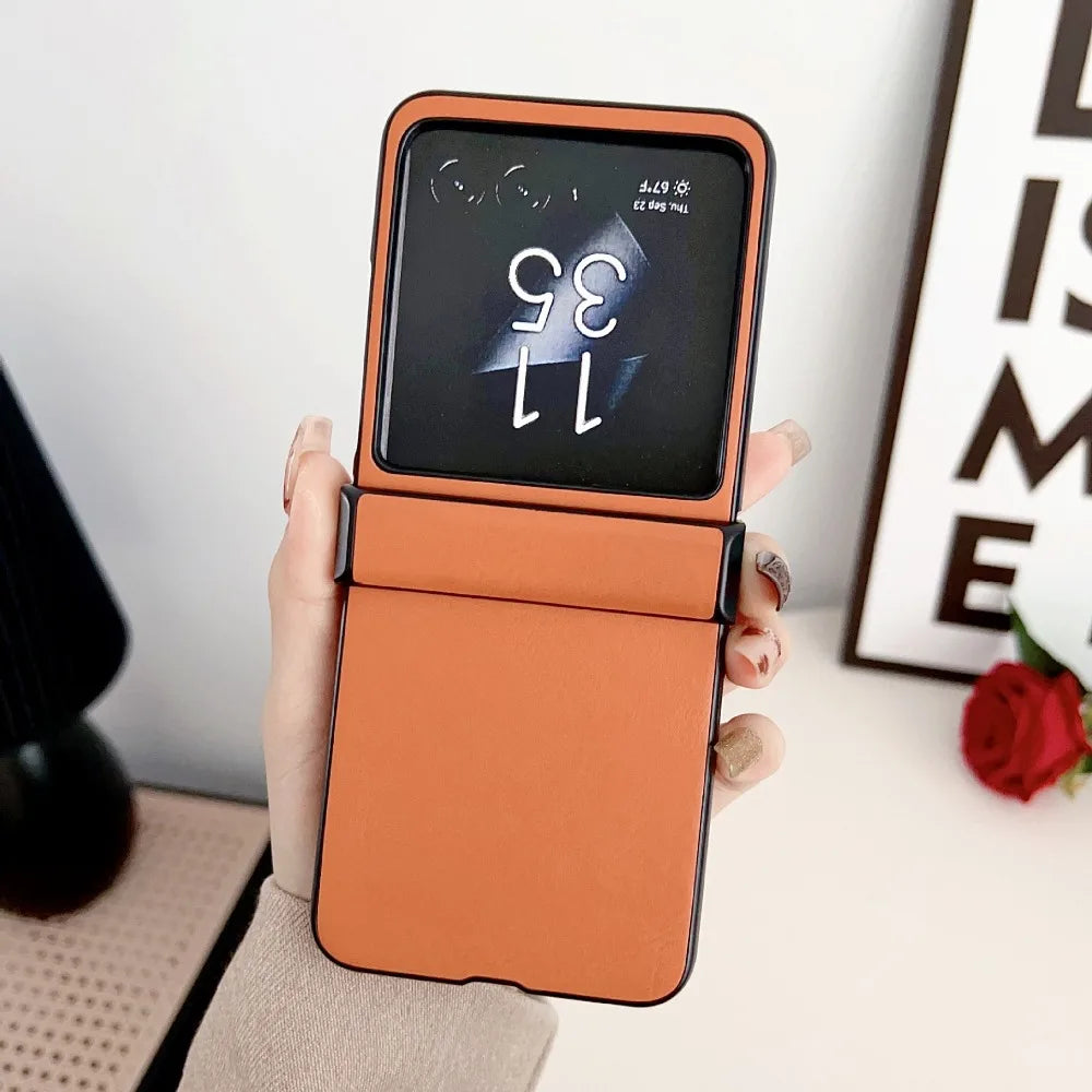 Moto Razr 50 2024+ Leather Hard Shell Phone Case for Motorola Razr 50 Ultra Razr 50 Hinge Protection Protective Shockproof Cover