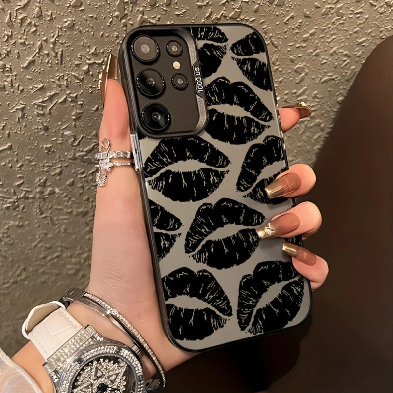 For Samsung Galaxy S25 Ultra Case Samsung S24 S24Ultra S22 S23 FE S 25 Case IMD Black Long Snake Animal Pattern Hard Phone Cover