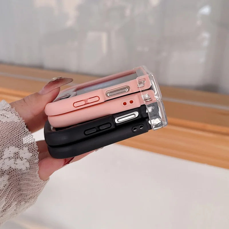Transparent Hinge Phone Case For Samsung Galaxy Z Flip7 Flip6 Flip5 Flip4 Flip3 Candy Color Shockproof Protection Folding Cover