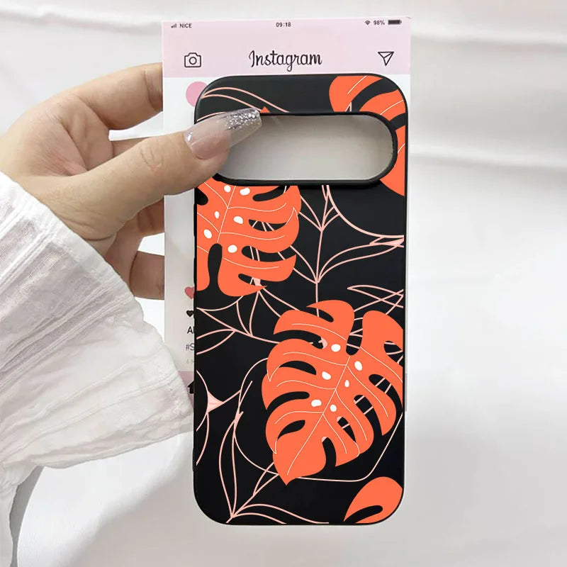 Palm Tree Leaves Plant Flower Phone Case For Google Pixel 10 8 Pro 10 Pro XL 5G 6 7 8 9 Pro 8A Cute Clear Soft TPU Cover Fundas