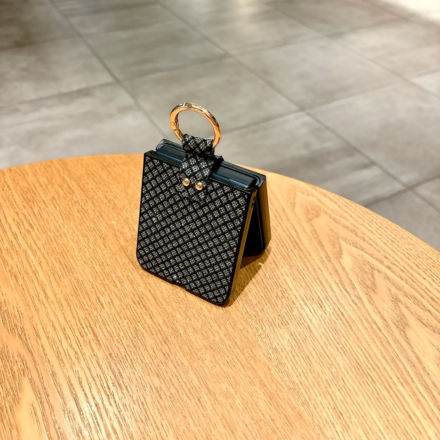 Luxury Glitter Metal Ring Leather Plastic Folding Case For Motorola Razr50 Razr 50 Cover