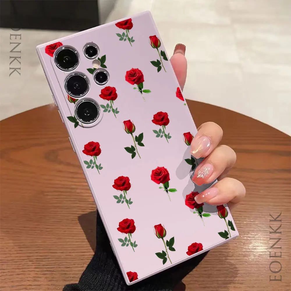 New Retro Fashion Rose Phone Case For Samsung Galaxy A25 A32 A33 A72 A73 Note 10 20 Plus S25 S24 S23 S22 S21 Ultra FE 5G Cover