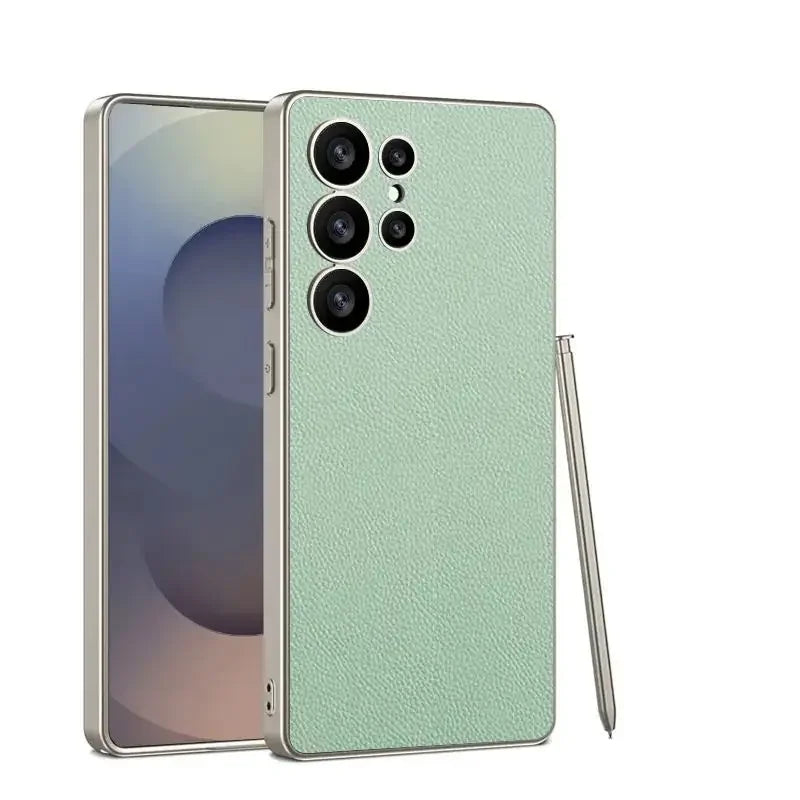 Metallic Lacquer Leather Phone Case For Samsung Galaxy S23 S24 S25 Ultra 5G Luxury Skin Matte S24Ultra S25Ultra Protective Cover