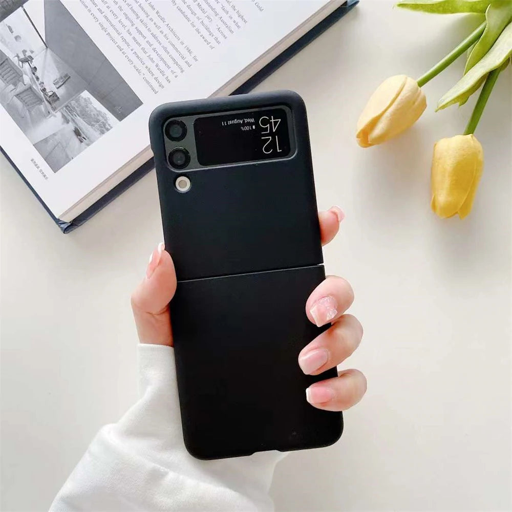 Candy Color Frosting PC Case For Samsung Galaxy Z Flip 6 5GFor Z Flip5 Flip3 Flip4 Ultra Thin Solid Color Hard PC Back Cover
