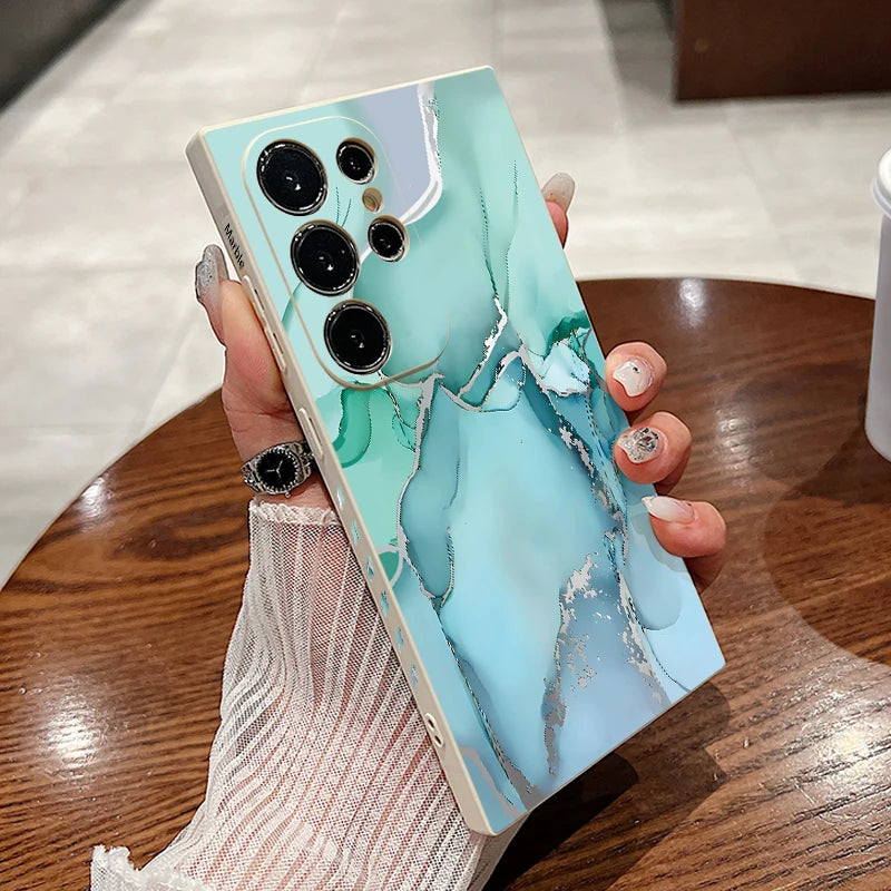 Marble Pattern Phone Case For Samsung Galaxy S24 S23 S22 Ultra S21 S20 FE A52 A53 A15 A16 A25 A35 A54 A55 5G Watercolor Cover