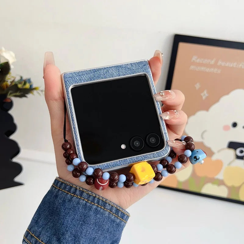 Luck Puppy Pattern Phone Case for MOTO Razr 50 40Ultra Motorola 50Ultra Cute Cartoon Back Cover with Beaded Bracelets Funda Case