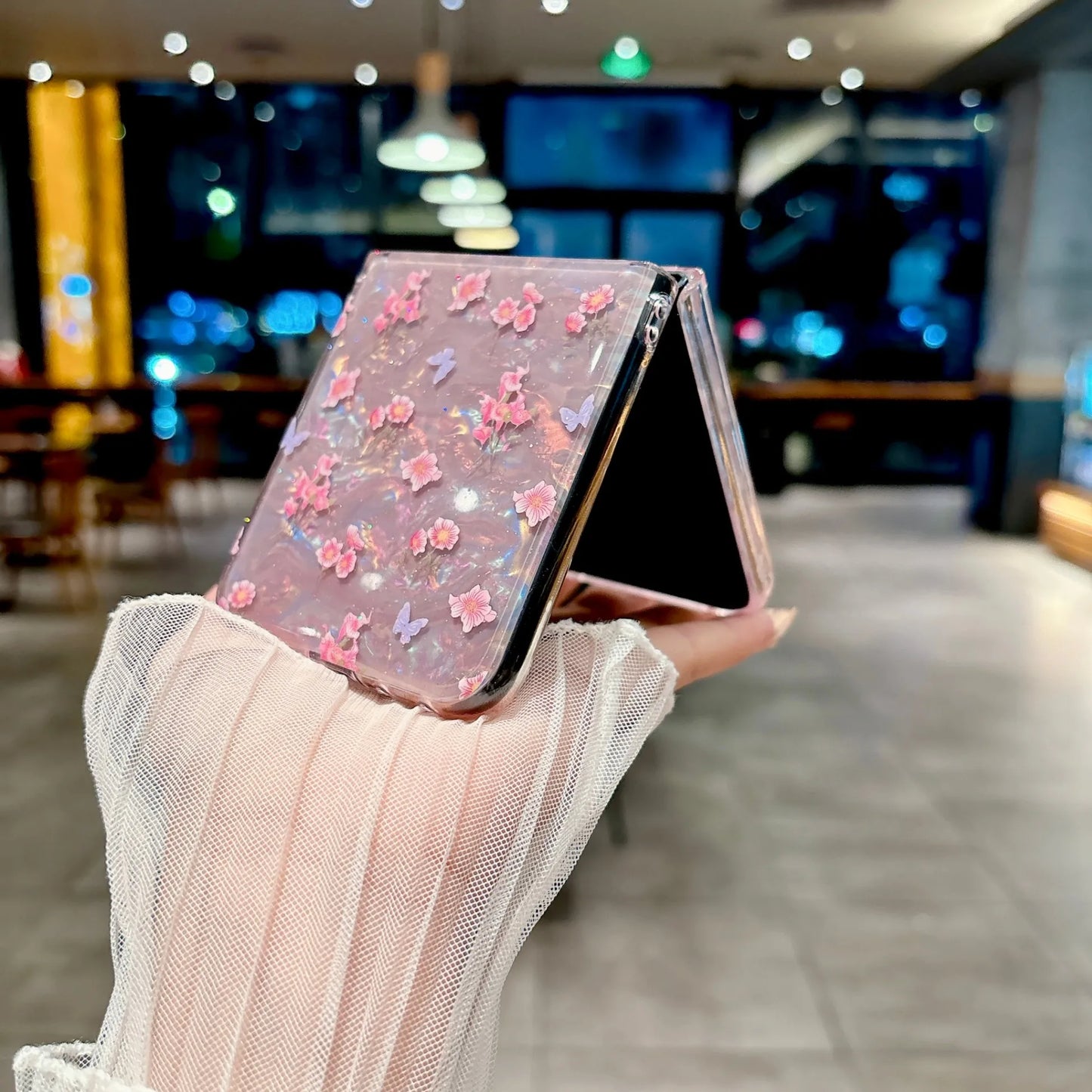 Case For Motorola Razr 50 Ultra 60 Ultra 2025 Plus 2024 Plus Shell Pattern Pink White Background Small Flowers Hard PC Cover