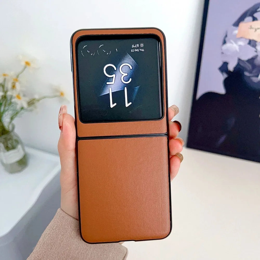 Moto Razr 50 Ultra PU Leather Hard Shell Phone Case for Motorola Razr 50 Ultra Razr 50 2024 Anti Fall Measures Protective Cover