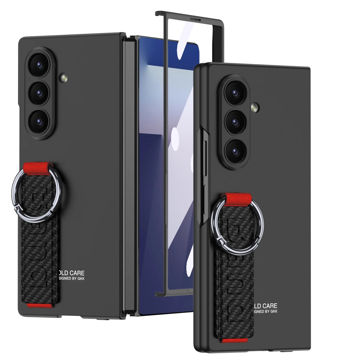 Ultra-thin Wrist Strap Matte Cover For Samsung Galaxy Z Fold 7 6 Outer Screen Protector Ring Holder Case For Galaxy Z Fold7 Case