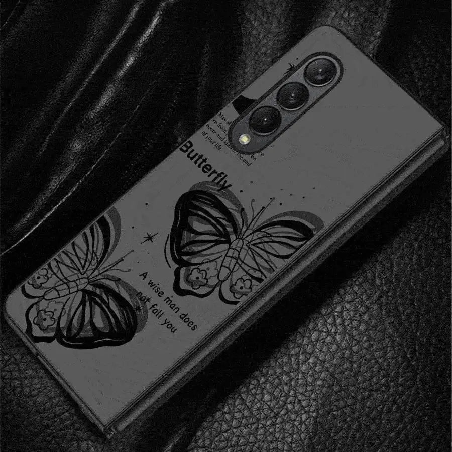 INS Retro Butterfly Cases for Samsung Galaxy Z Fold6 Z Fold3 ZFold4 Z Fold5 5G Z Fold4 5G Coque Bumper Shockproof Cover