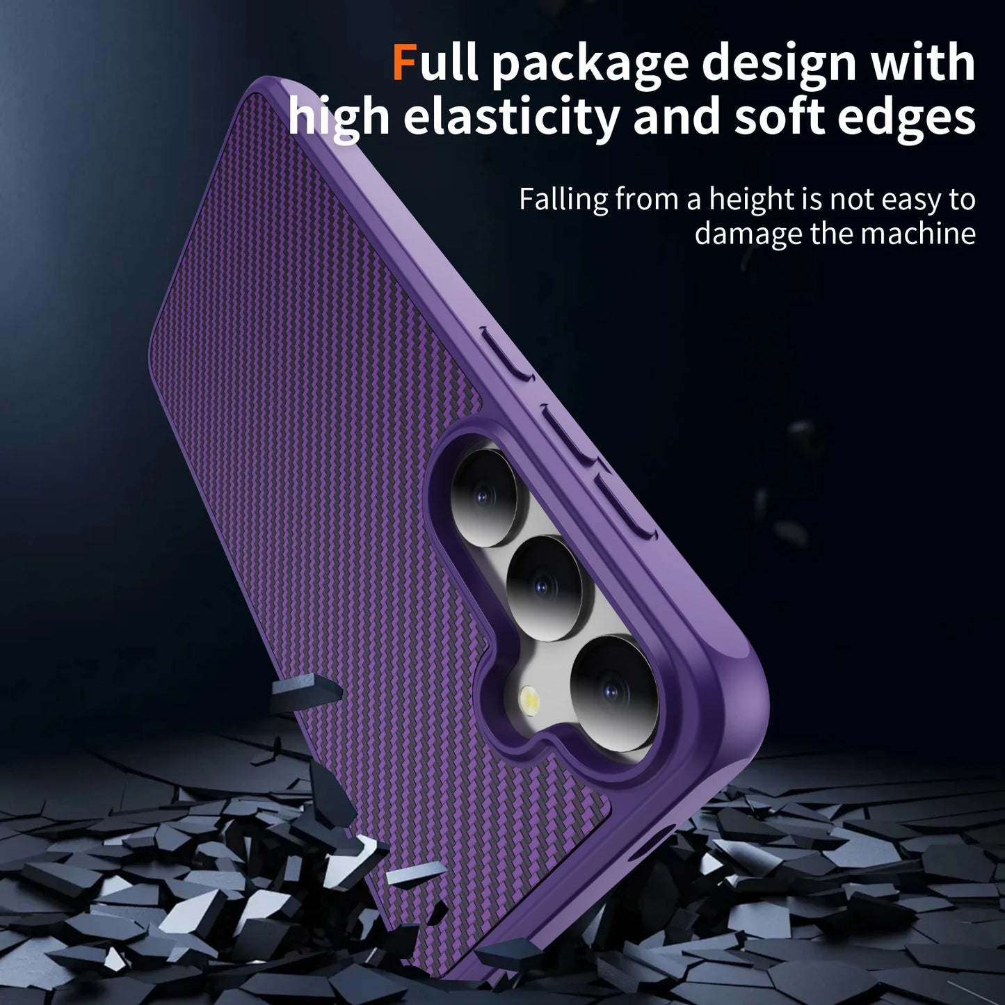 Luxury Carbon Fiber Texture Matte Magnetic Case for Samsung Galaxy S25 S24 S23 Ultra Plus for Magsafe Shockproof Hard Back Cover