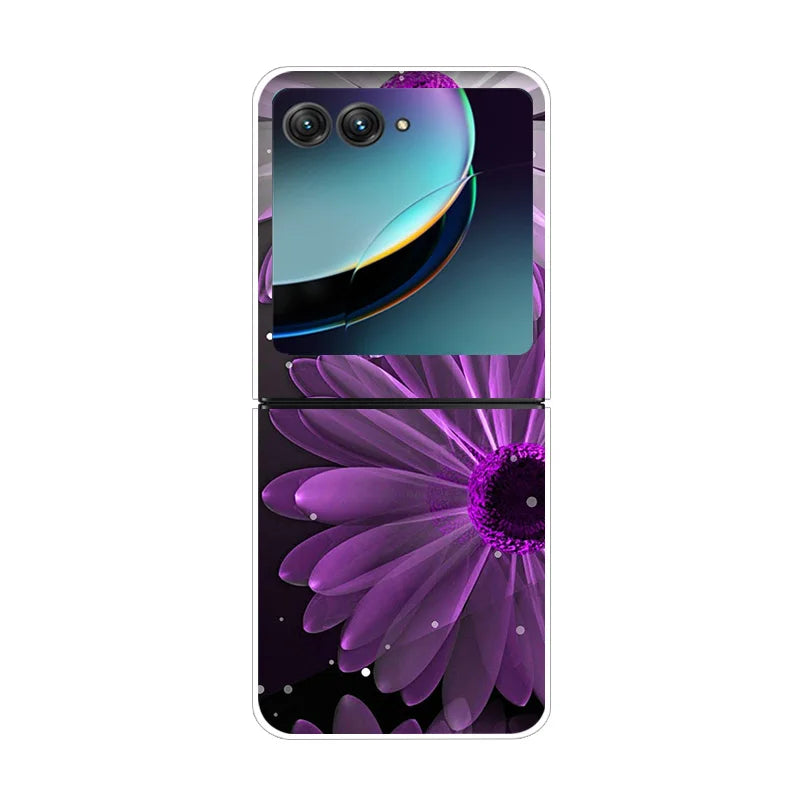 For Motorola Razr 40 Ultra Phone Case Flower Painted Clear Plastic PC Hard Back Cover For Moto Razr 40 Ultra Case 40Ultra 6.9"