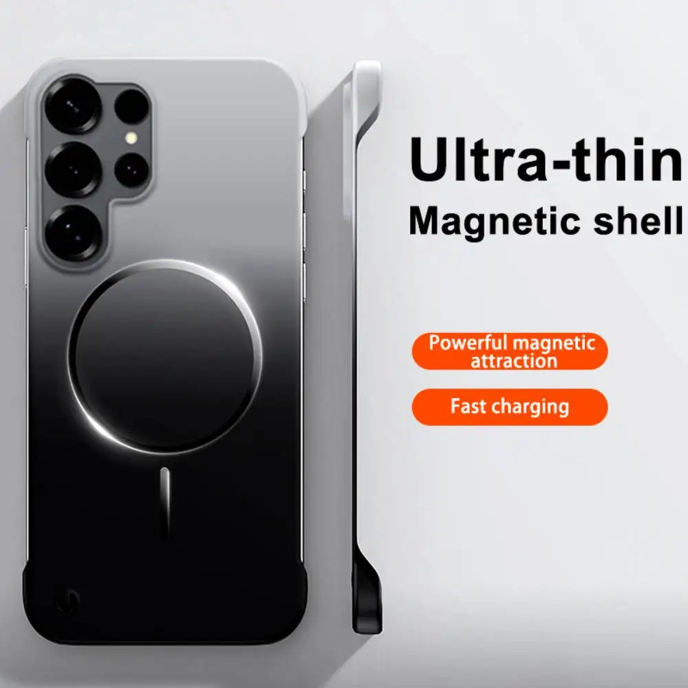Thin Frameless Cooling Magnetic For Magsafe Case For Samsung Galaxy S25 Edge S24 S23 S22 Ultra Plus A56 Shockproof PC Hard Cover