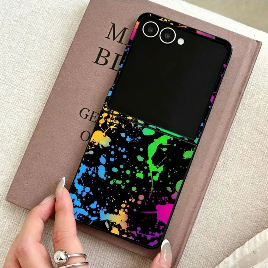 Rainbow Paint Splatters Back Phone Cover Funda Case for Samsung Galaxy Flip6 Z Flip 7 6 5 4 3 Flip7 FE Flip5 Flip4 Flip3