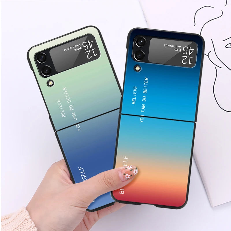 Cover Case for Samsung Galaxy Z Flip 5 Z Flip 4 ZFlip Z Flip 3 5G ZFlip3 Flip4 ZFlip4 Flip3 Black Gradient BE YOURSELF