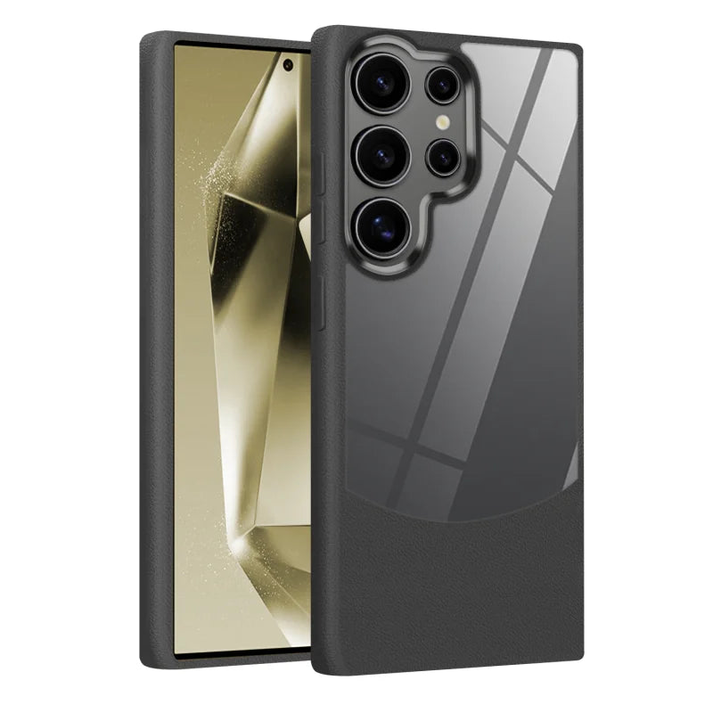 Leather+Acrylic Shockproof Phone Case For Samsung Galaxy S25 S24 S23 FE S22 Ultra A55 A54 A05S A16 A25 A35 A35 A56 A15 A34 Cover