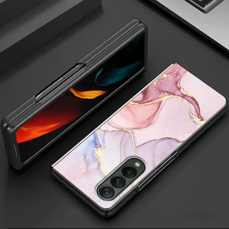 Granite Marble Case for Samsung Galaxy Z Fold3 Z Fold4 5G Z Fold5 5G Z Fold6 ZFold4 Shockproof Cases Funda Protection Cover
