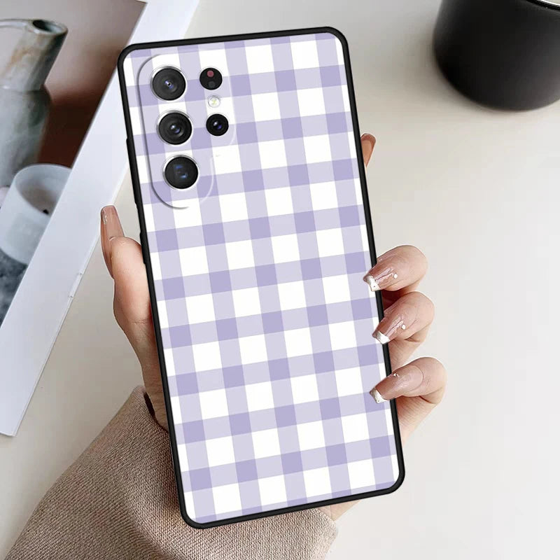 Phone Case For Samsung Galaxy S24 S23 S21fe S22 Ultra Plus Note 10 20 S8 S9 S10 Cover Pastel Gingham