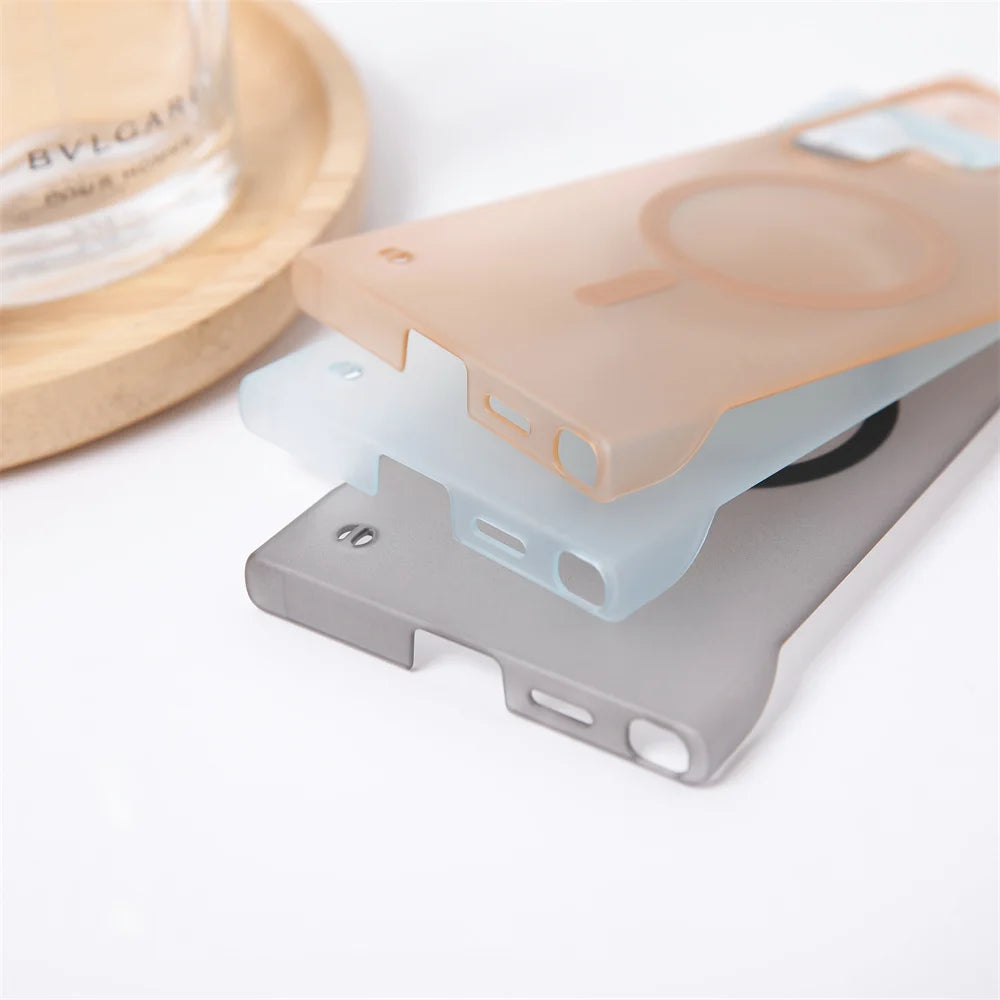Matte Frameless Case For Samsung Galaxy S25 S24 S23 S22 Ultra Plus FE Magnetic For Magsafe Wireless Charge Ultra Thin Hard Cover
