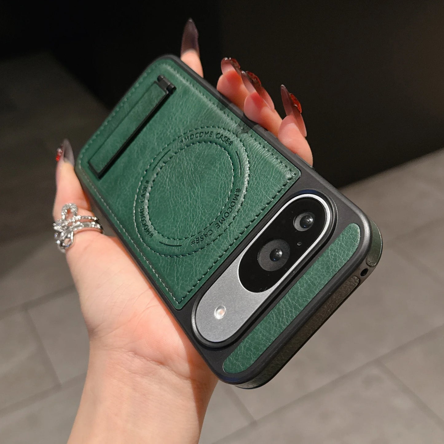 PU Leather Mag-safe Wireless Charge Case for Google Pixel 10 9 Pro XL 9A 8 Magnetic Invisible Bracket Cover Stand Holder Shell