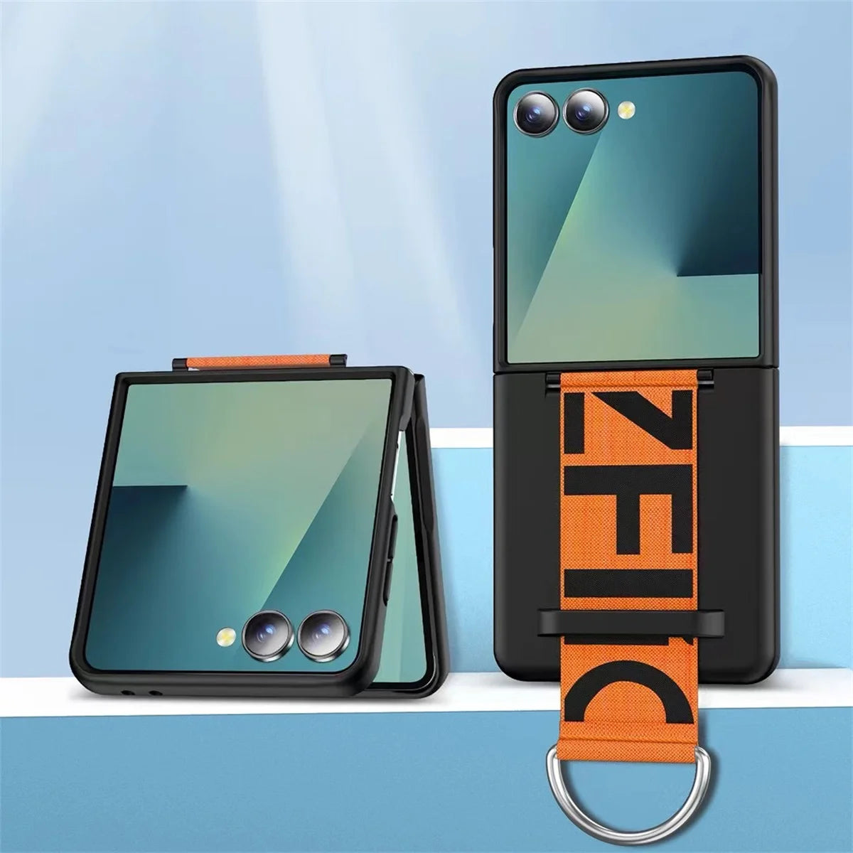 Wrist Strap Ring Holder Phone Case for Samsung Galaxy Z Flip 7 6 5 Luxury Matte PC Shockproof Hand Chain Band ZFlip 7 FE Cover