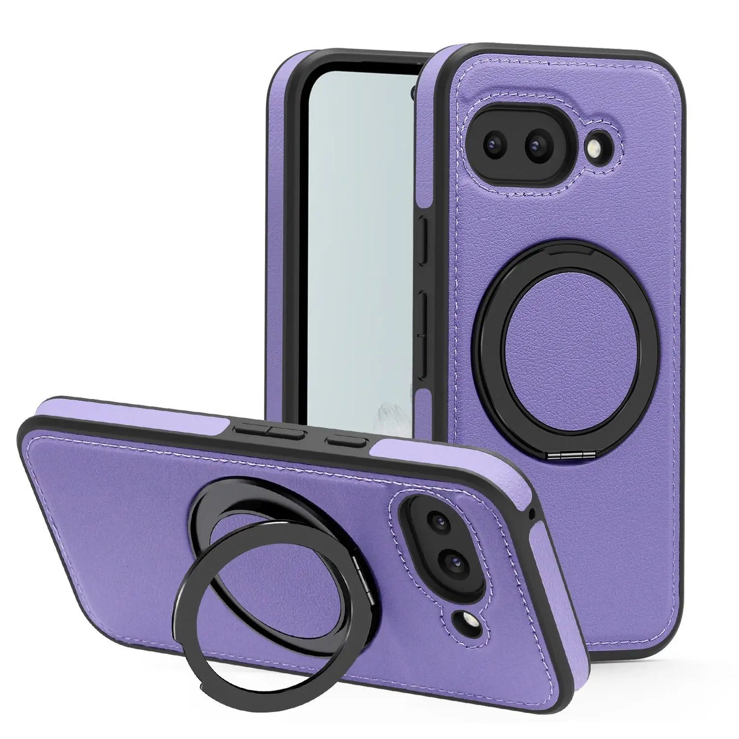 For Google Pixel 10 Pro XL/Pixel 9 Pro XL/Pixel 8 Pro/Pixel 9A Rotating magnetic ring holder leather phone case protective cover