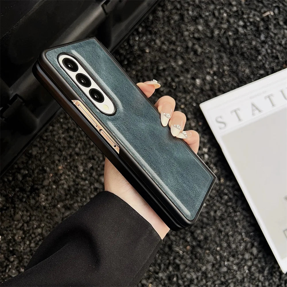 Business PU Leather Case For Samsung Galaxy Z Fold 7 6 5 4 Detachable Medium Axis Protection Mobile Phone Cover