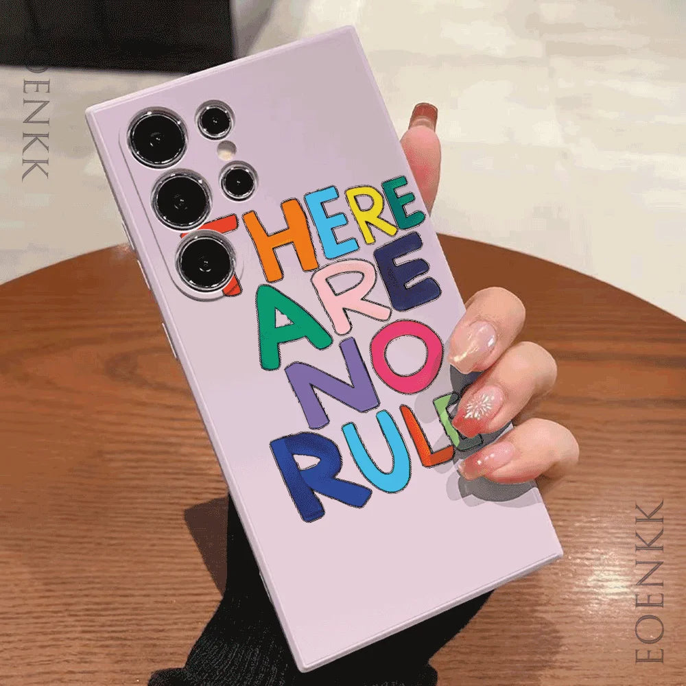 Simple Letters Silicone Case For Samsung Galaxy S25 S24 S23 S22 S21 Ultra FE A35/A54/A55/A34 5G Note 10/20 Plus Anti-Slip Cover