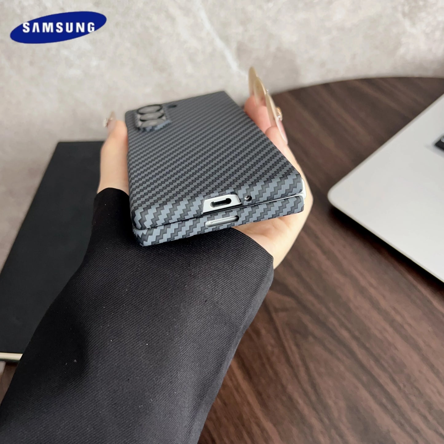Carbon Fiber Magnetic Case For Samsung Galaxy Z Fold 6 5 4 3 For Magsafe Ultra Thin Wireless Charging Cover With Screen Film