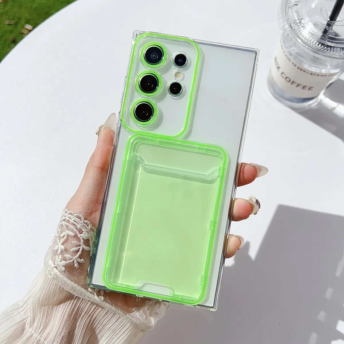 Luxury Wallet Card Holder Transparent Case For Samsung Galaxy S25 S24 S23 S22 Ultra Photo Pocket Soft Silicone Shockproof Cover