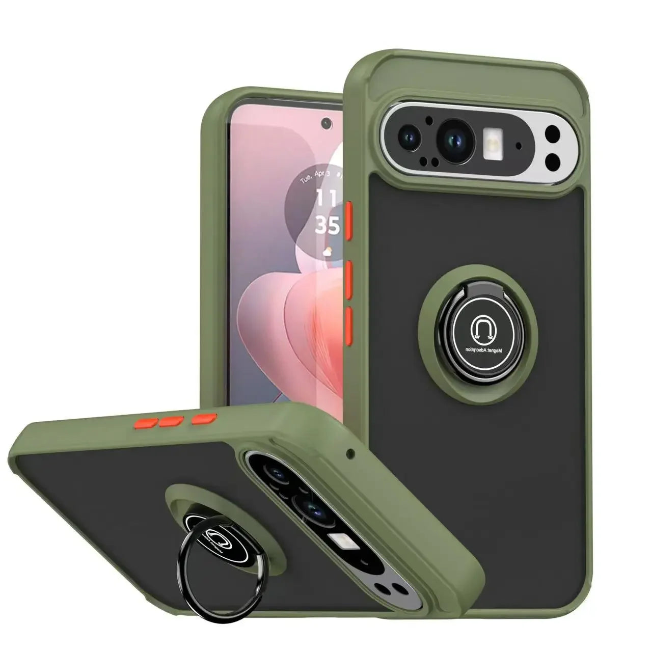 For Google Pixel 9A 8A 7A Armor Matte Car magnetic Cover For Google Pixel 10 9 Pro XL Pixel 7 8 Pro Ring Stand Shockproof case