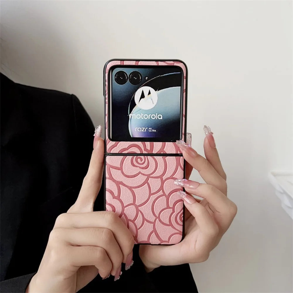 Moto Razr 50 Ultra 2024 Flower Leather Phone Case for Motorola Razr 50 40 Ultra Razr 50 40 Protective Shockproof Cover
