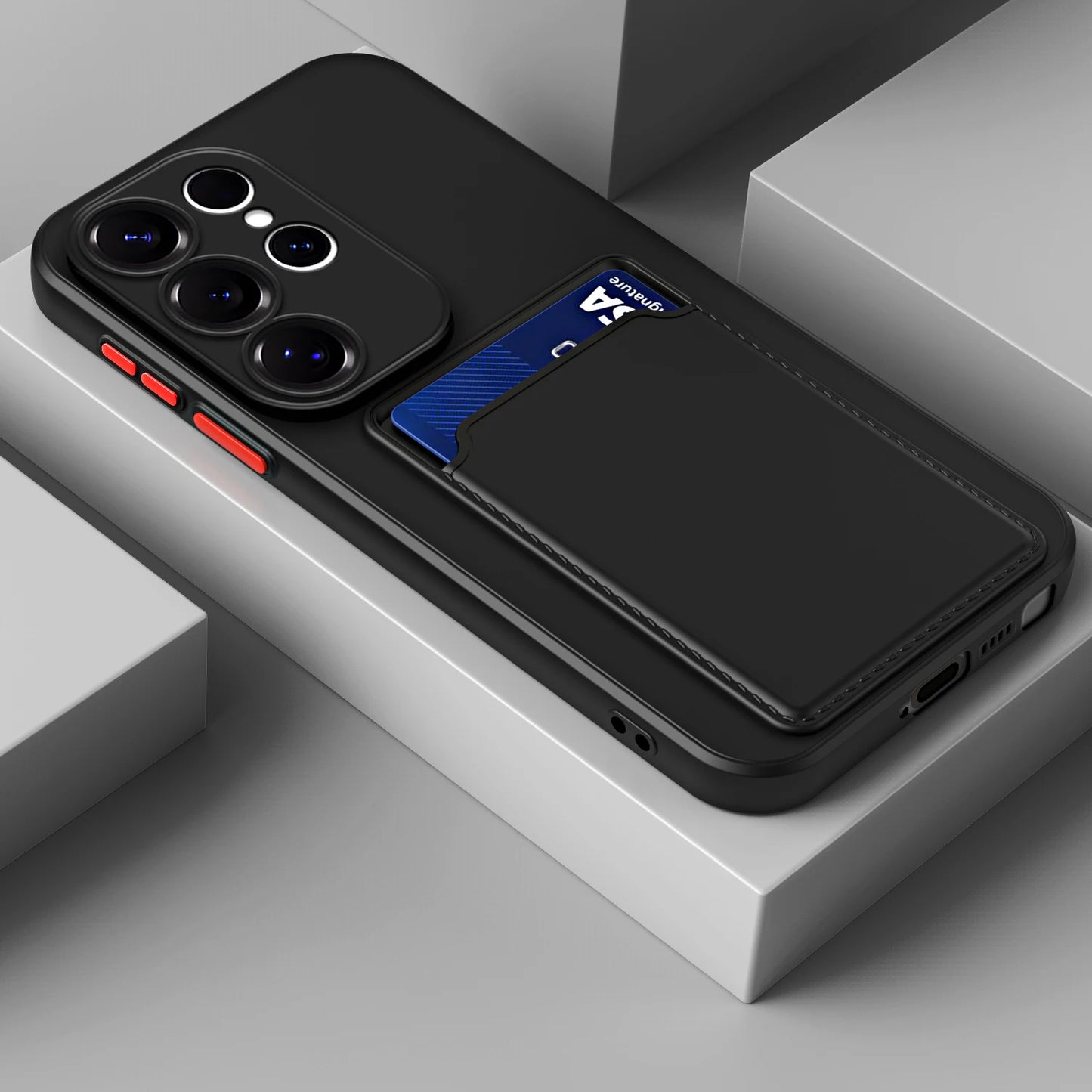 Liquid Silicone Case For Samsung Galaxy S25 S24 S23 S22 S21 S20 Ultra Plus FE Note 20 10 Ultra A16 A56 A26 A54 Card Holder Cover