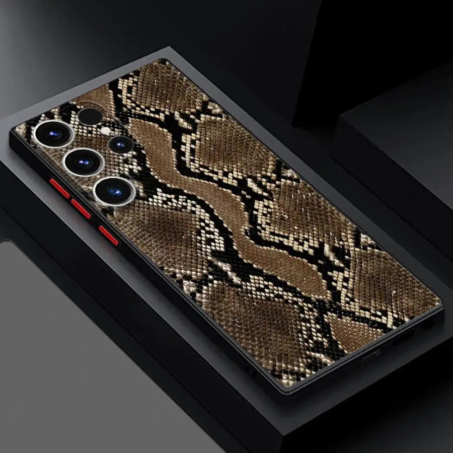 Phone Case for Samsung Galaxy S25 S23 S24 Ultra S22 S21 S20 S10 Plus S23 FE Matte Soft Cover Shell Python Pattern