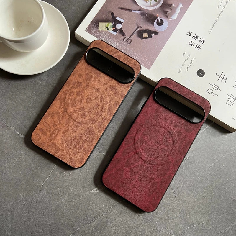 Magnetic Leather Case for Google Pixel 9A 10 9 8 7 6 Pro XL 8A 7A 6A Cover Leopard Floral Shockproof Mag-safe PU Shell Fundas