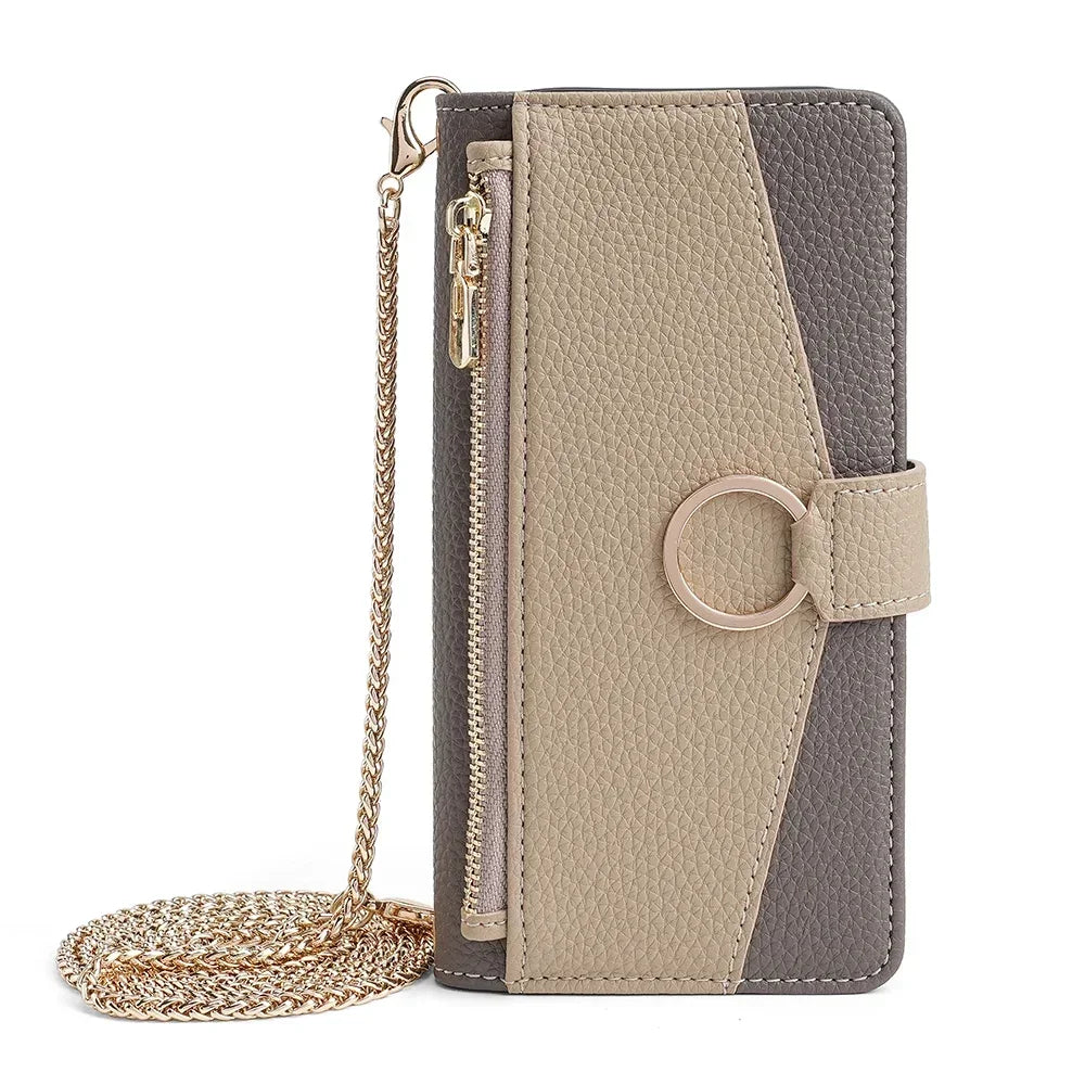 Flip Leather Crossbody Case for Motorola E14 G64 G64Y G85 G54 Moto G Power G Play G 5G 2024 Protect Cover Mini mirror Card Slots