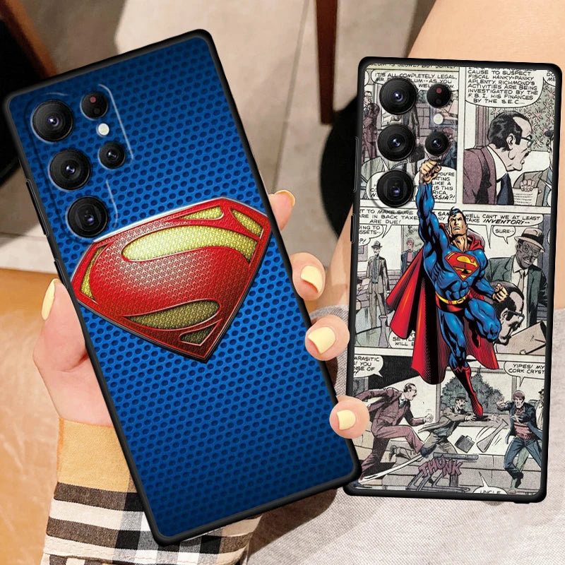 Luxury S-Supermans Comics Cool For Samsung Galaxy S24 S23 S22 S21 S20 FE S10 S10E Plus Ultra Pro Lite 5G Black Funda Phone Case