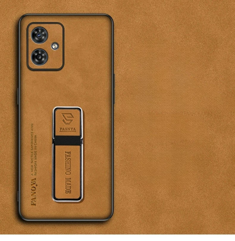 Sheepskin Leather Case for Moto G75 5G G85 G55 G35 G45 G15 G05 G34 E15 Matte Stand Holder Protection Silicone Frame Back Cover