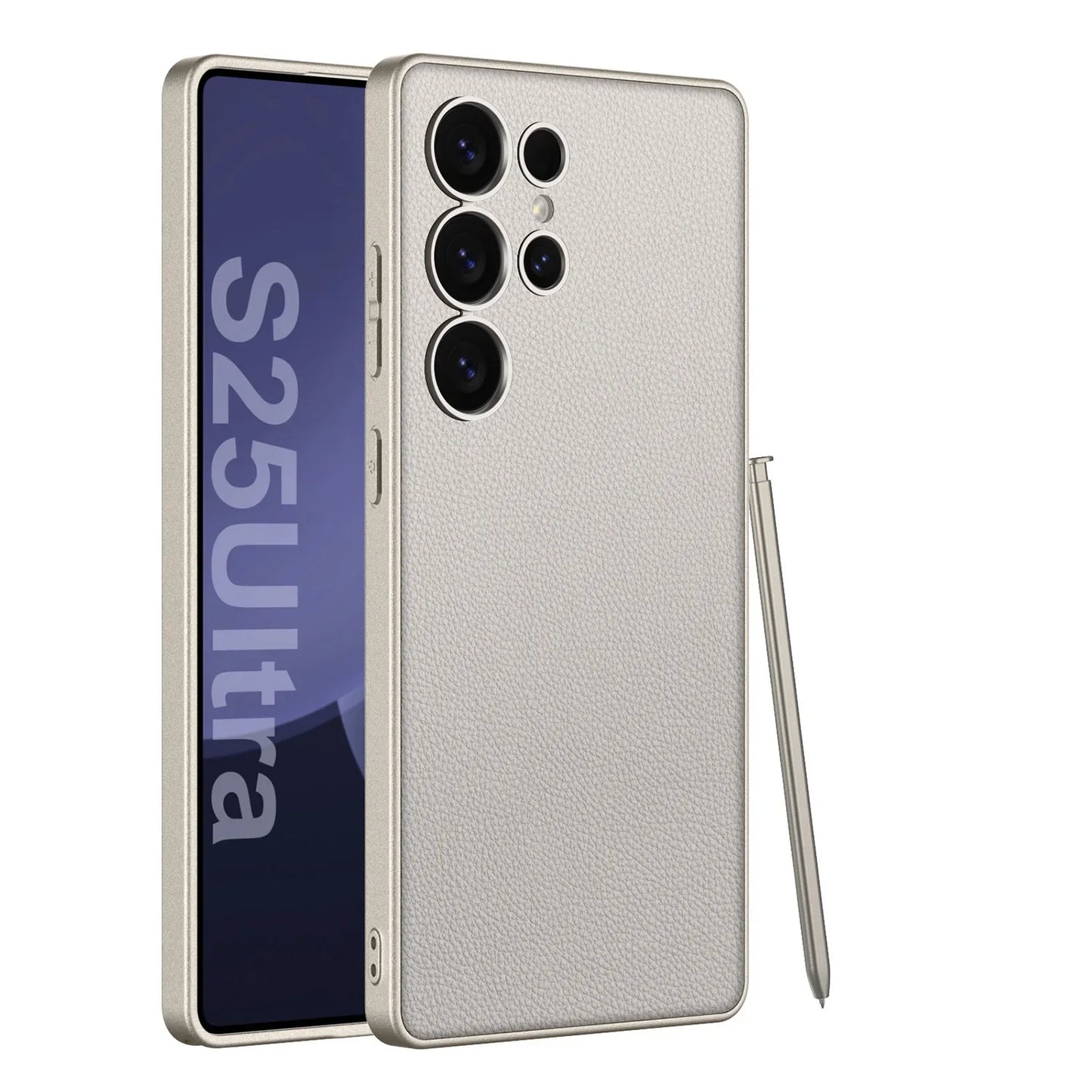 Metallic Lacquer Leather Phone Case For Samsung Galaxy S23 S24 S25 Ultra 5G Luxury Skin Matte S24Ultra S25Ultra Protective Cover