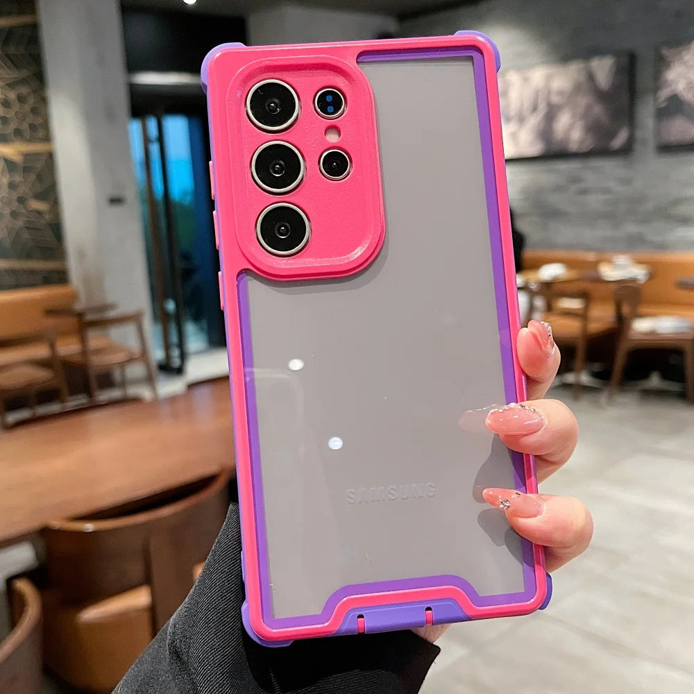 Heavy-Duty Shockproof Bright Case For Samsung Galaxy S25 S24 Plus Ultra S25Ultra S25Plus Transparent Military Hard Armor Cover