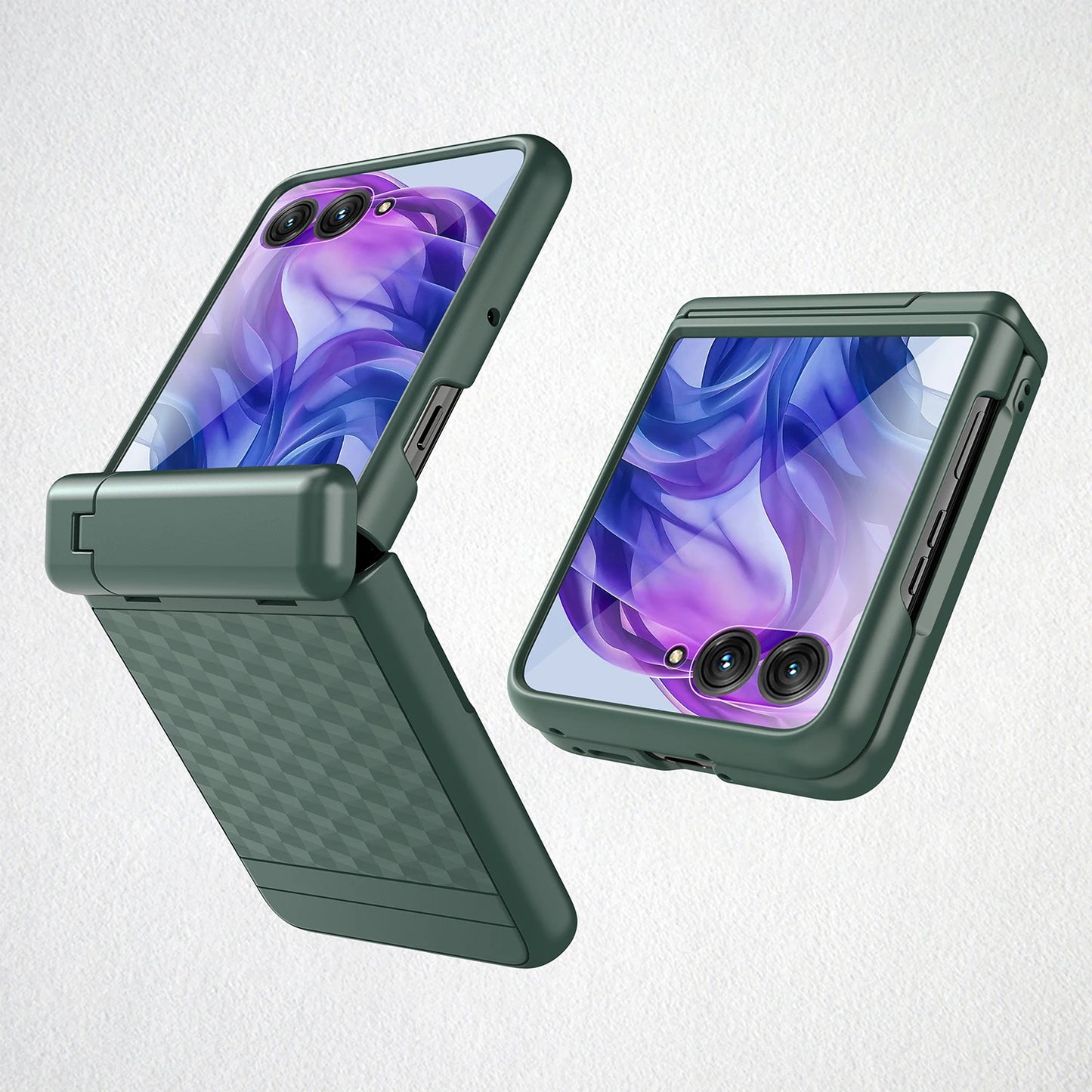 Water Cube Design Hinge Wrapped Hard Case With Hiden Stand And Glass Protector For Motorola Razr 60 50 60Ultra 2025 2024