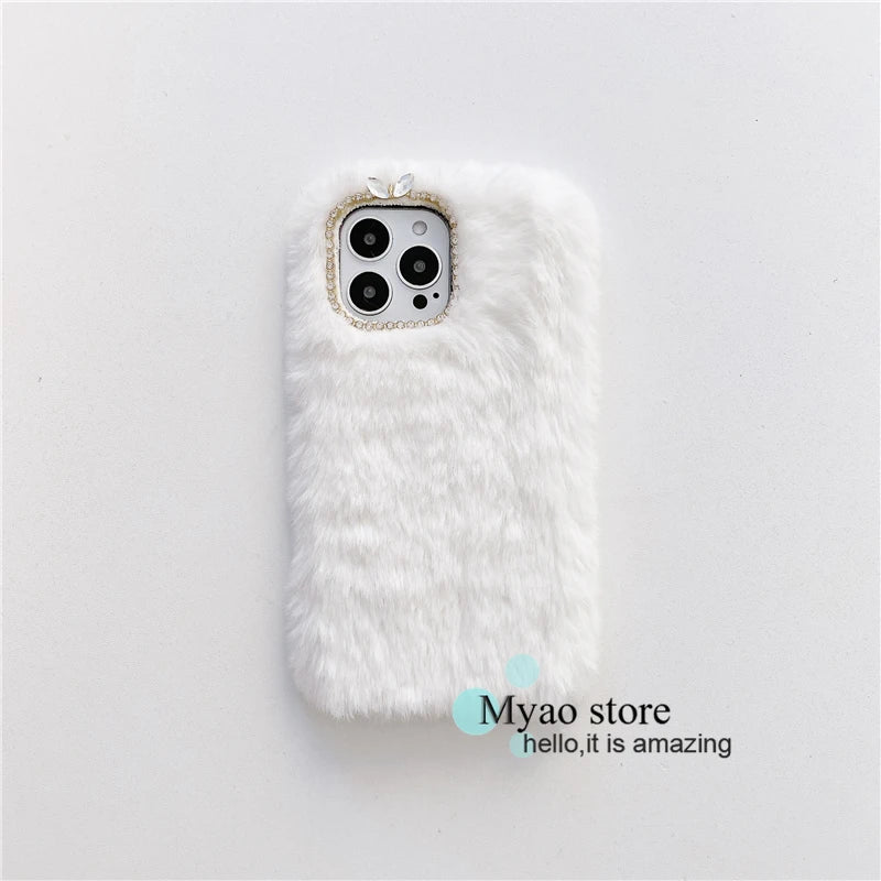 Hot Pink Phone Case For Google Pixel 9 9A 10 Pro 8 8A 7 7A  6 6A 5 5A Cady Color Fluffy Plush Fur Warm Soft Cover For Pixel 8