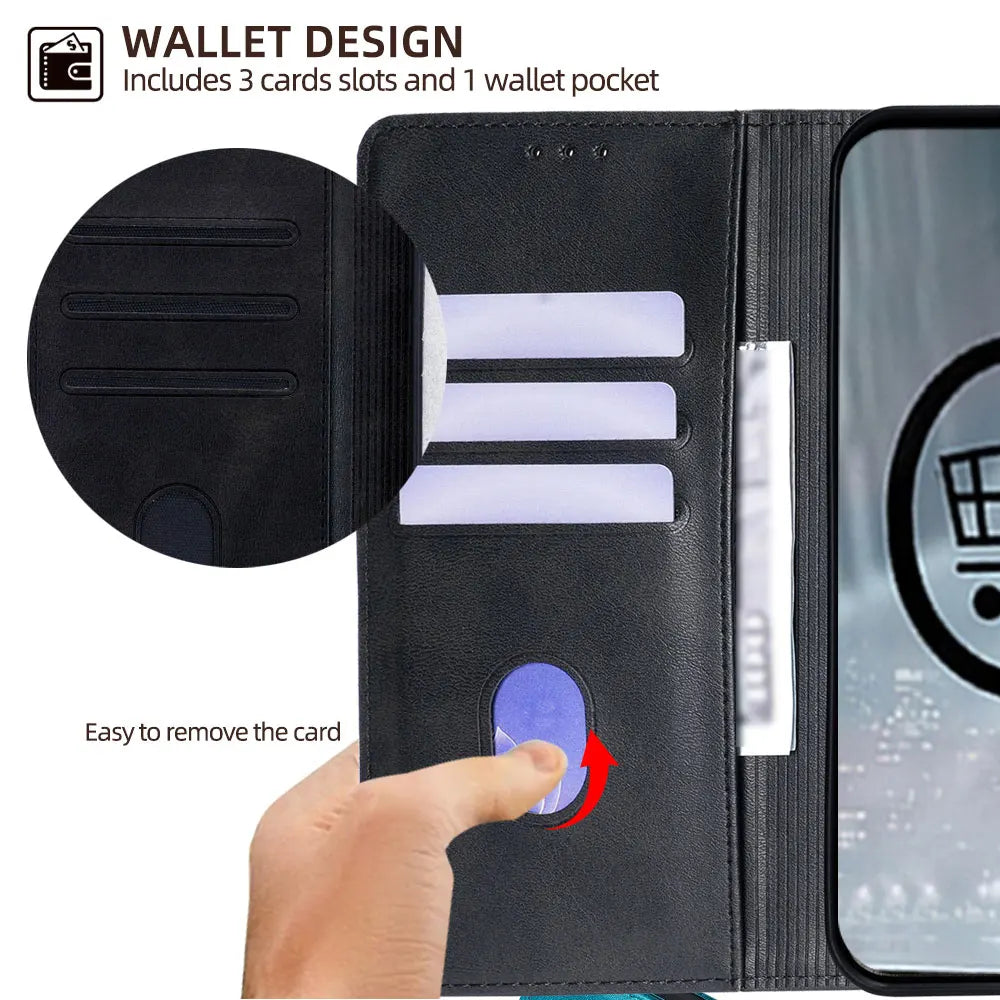 For Moto G75 Leather Flip Case Magnetic Business Wallet Case for Motorola G35 G45 G55 G75 G85 G15 G05 Moto G 5G 2025 Book Cover