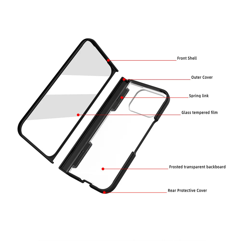 Luxury Screen Protector Film Hinge Phone Case For Google Pixel 9 Pro Fold Translucent Full Body Protective Shockproof Back Cover