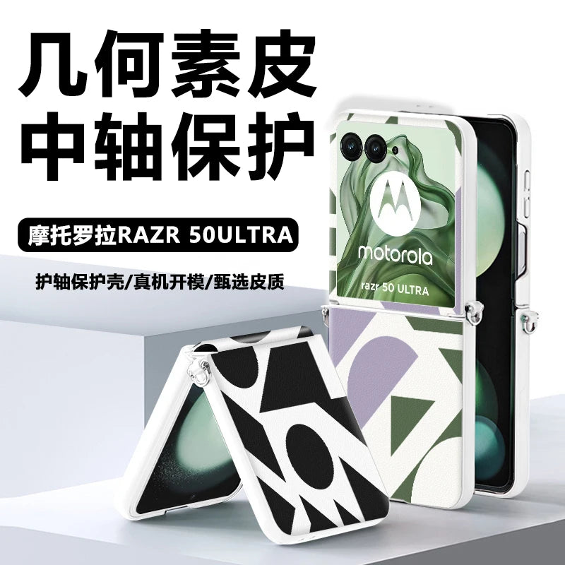 For Motorola MOTO Razr 60 50 Ultra Case Luxury PU Leather Skin Geometric patterns Cover Case For MOTO Razr 60 Ultra Phone Shell