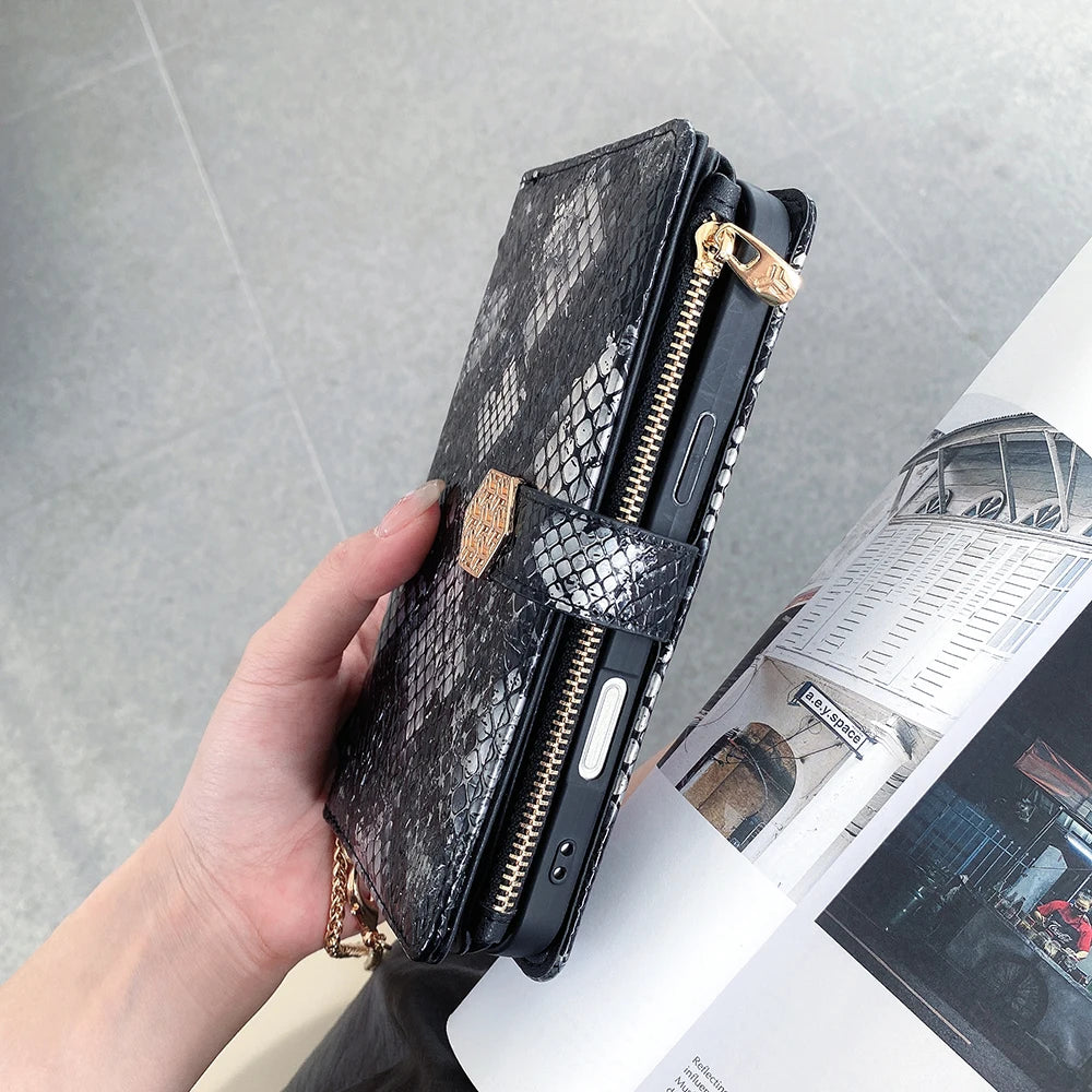 Fashion Zipper Wallet crossbody Case for Samsung Galaxy S25 S24 S23 S22 Ultra S25 Plus FE Samsung A56 A36 A26 A16 Leather Cover