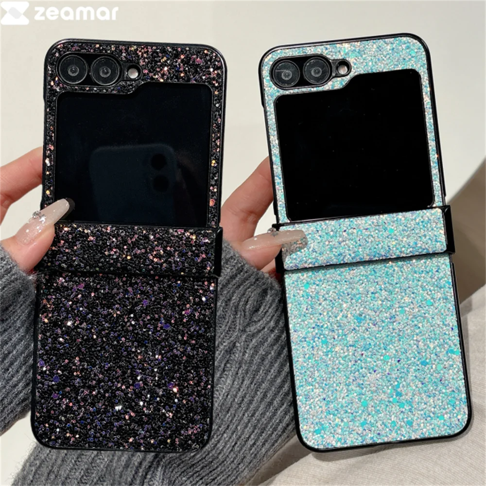 Luxury Bling Glitter Diamond Starry Sky Case For Samsung Z Fold Z Flip 6 5 4 3 ZFold6 ZFlip6 Shiny Shockproof Hinge Protect Capa