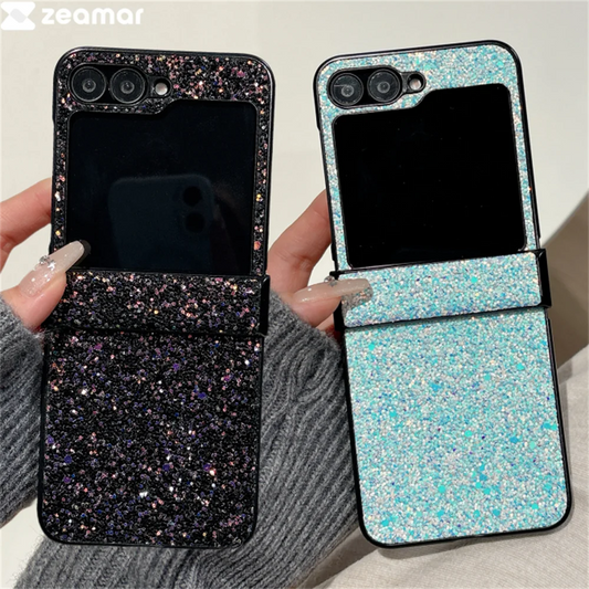Luxury Bling Glitter Diamond Starry Sky Case For Samsung Z Fold Z Flip 6 5 4 3 ZFold6 ZFlip6 Shiny Shockproof Hinge Protect Capa