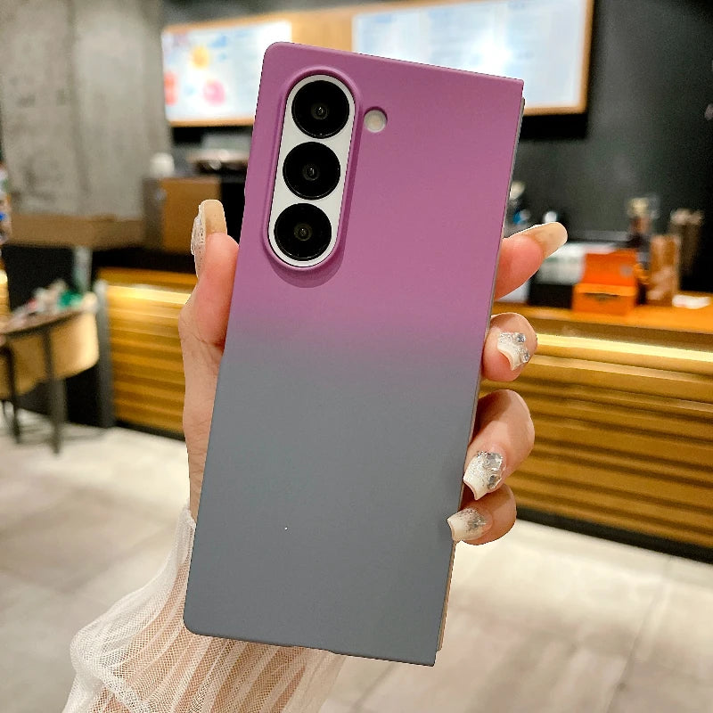 Fashion Gradient Contrast Color Phone Case For Samsung Galaxy Z Fold 6 5 4 Splice Color Shockproof Protection Bumper Hard Cover