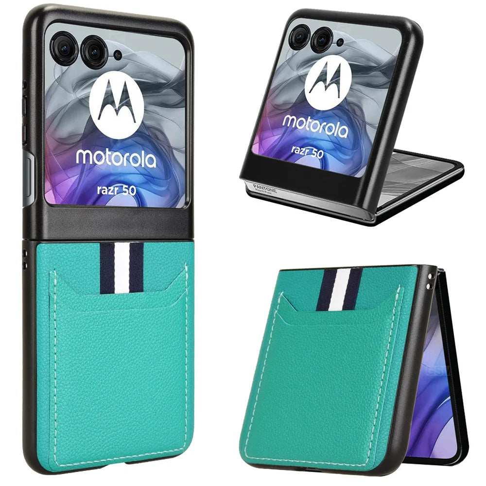 PU Leather Texture Case for Motorola Razr 60 50 Ultra Moto Razr 40 Plus 2024 2023 Cover Card Slots Lightweight Coque Fundas Capa